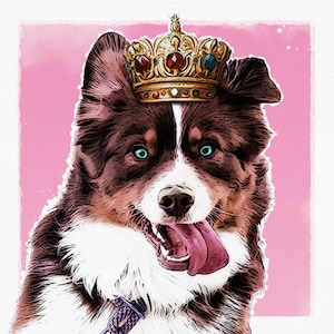 Custom Royal Pet Portrait: Pop Art Dog Art From Photo