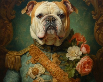 Retratos reais de animais de estimação. Pintura renascentista de cães. Presente com retrato de animal de estimação. Pintura de animal vestido. Retrato de animal de estimação a partir de foto.
