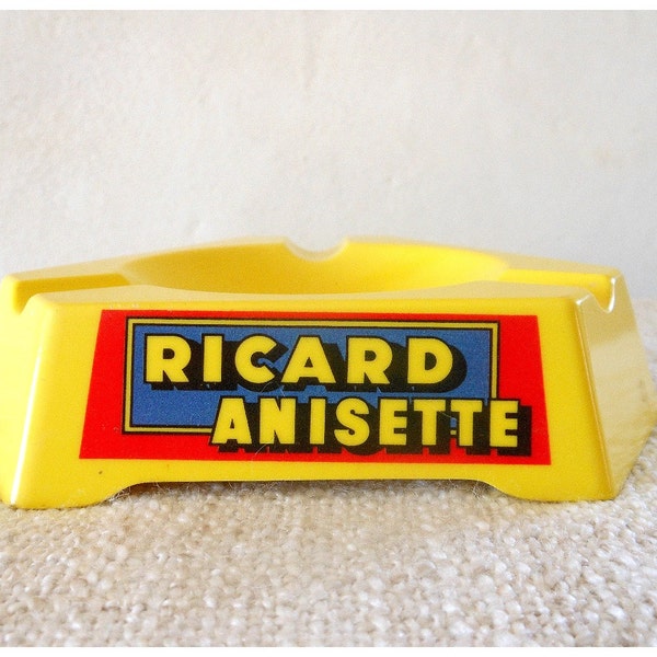 French advertising ashtray for RICARD - Anisette, Liqueur, Pastis - Yellow and Red, Vintage