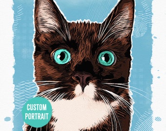 Custom POP ART Pet Portrait. Cat Portrait From Your Photos. Andy Warhol Portrait. Pop Art Your Cat. Customized Pet Portrait. Digital Print