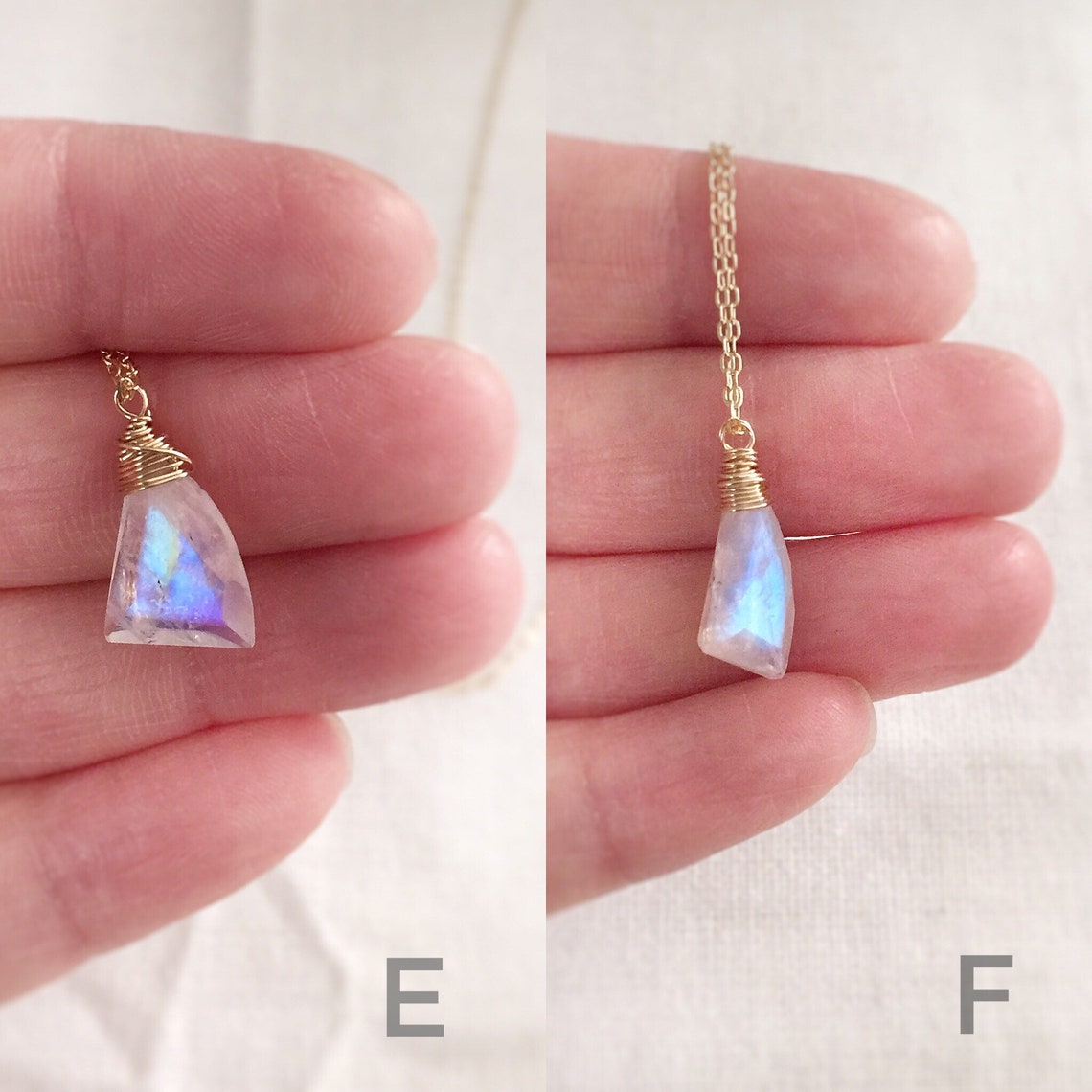 Rainbow Moonstone Pendant 14K Gold Filled Necklace Moonstone Etsy
