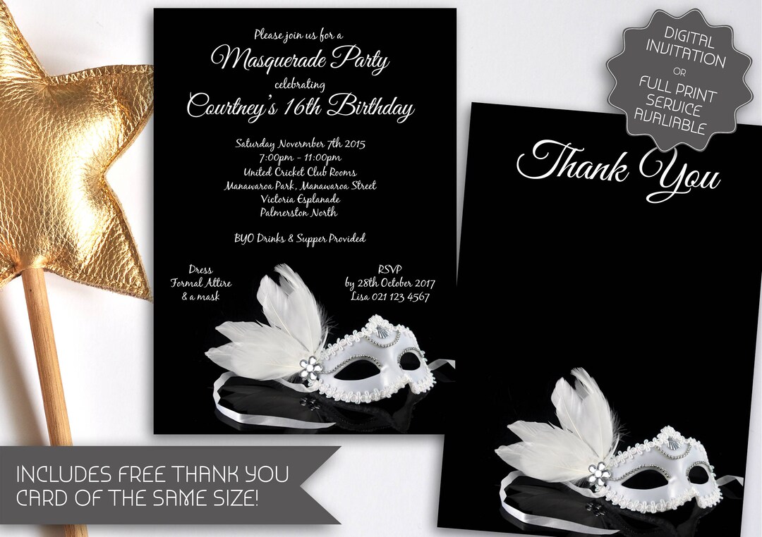 Masquerade Birthday Invitation Printable Invitation Masquerade Ball ...
