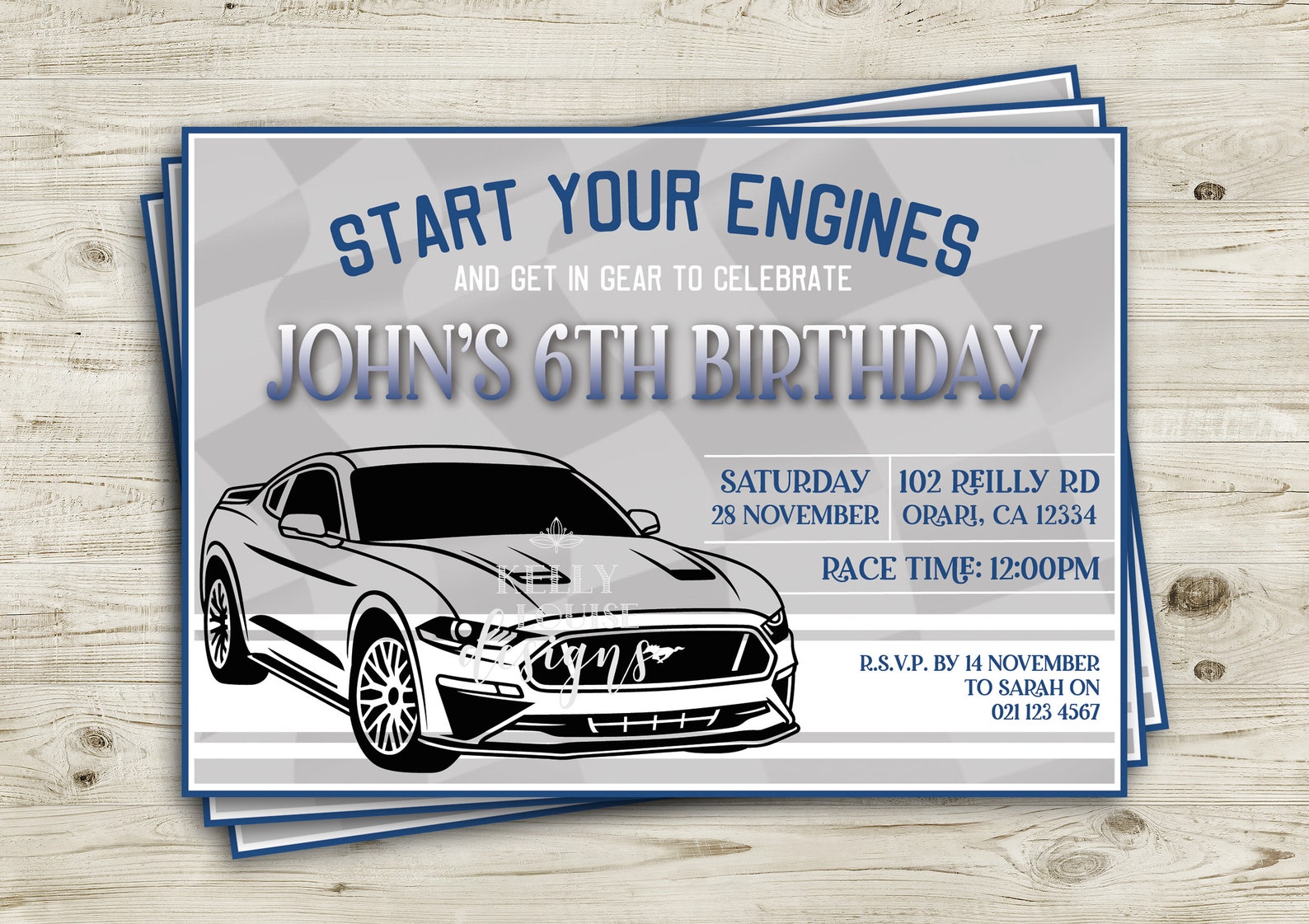 Mustang Birthday Invitation Ford Mustang Car Invitation Etsy New Zealand