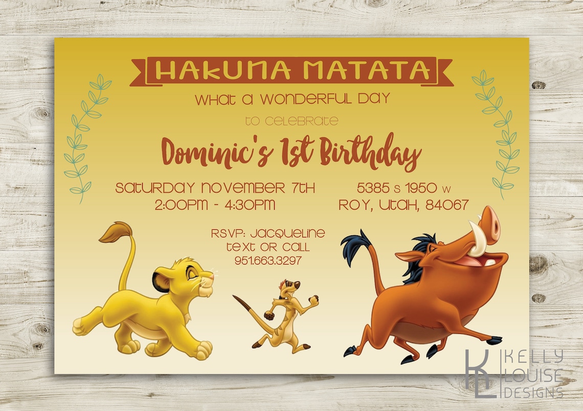 Lion King Birthday Invitation Lion King Digital Invitation Etsy New Zealand