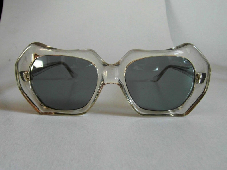 Vintage Clear Curvy Hexagonal Sunglasses image 1
