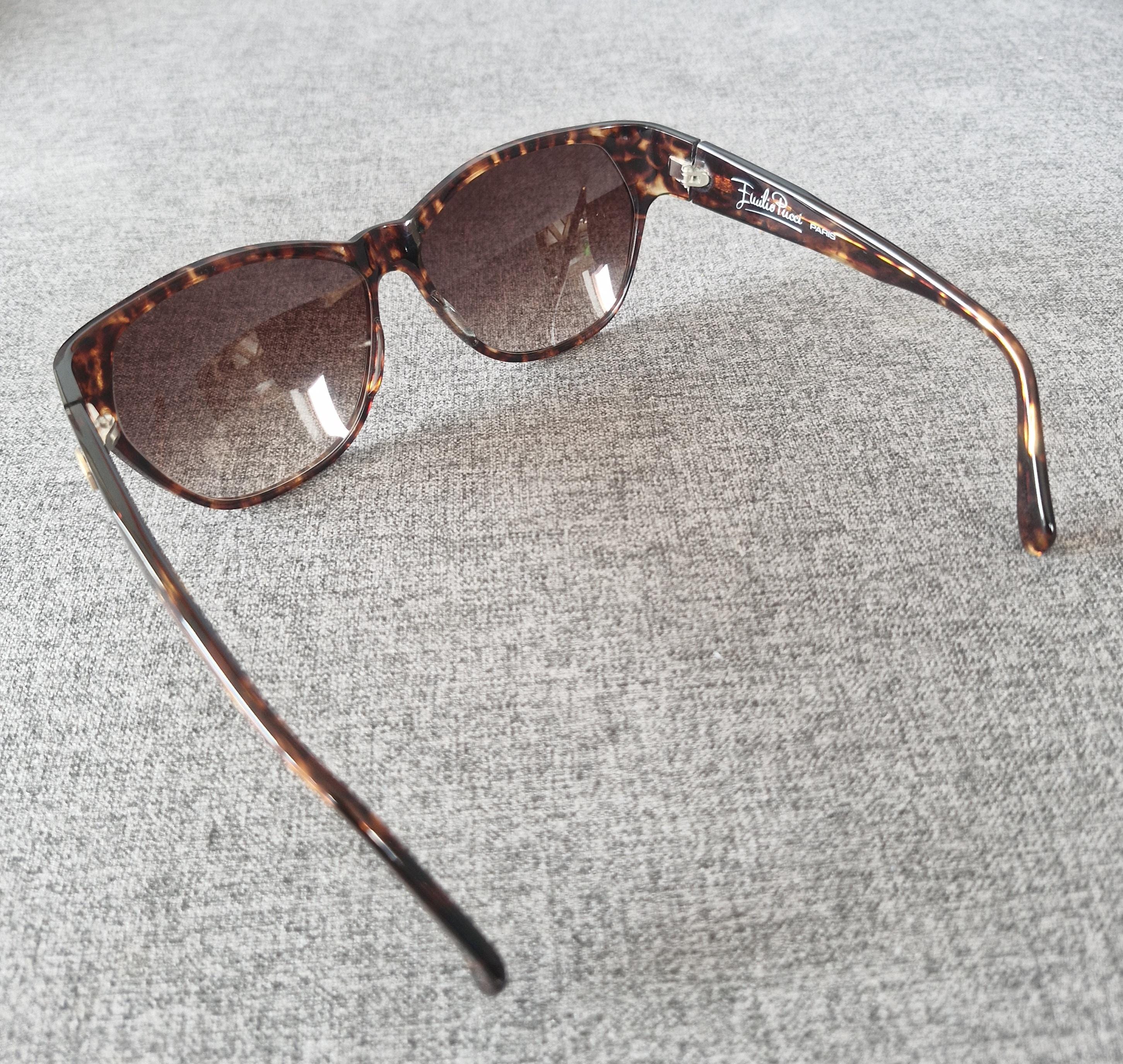 Emilio Pucci - Brown Tortoiseshell Effect Round Frame Embellished Sunglasses New Emilio Pucci Sunglasses EP0187 28F Rose Gold Round Brown  main image 4