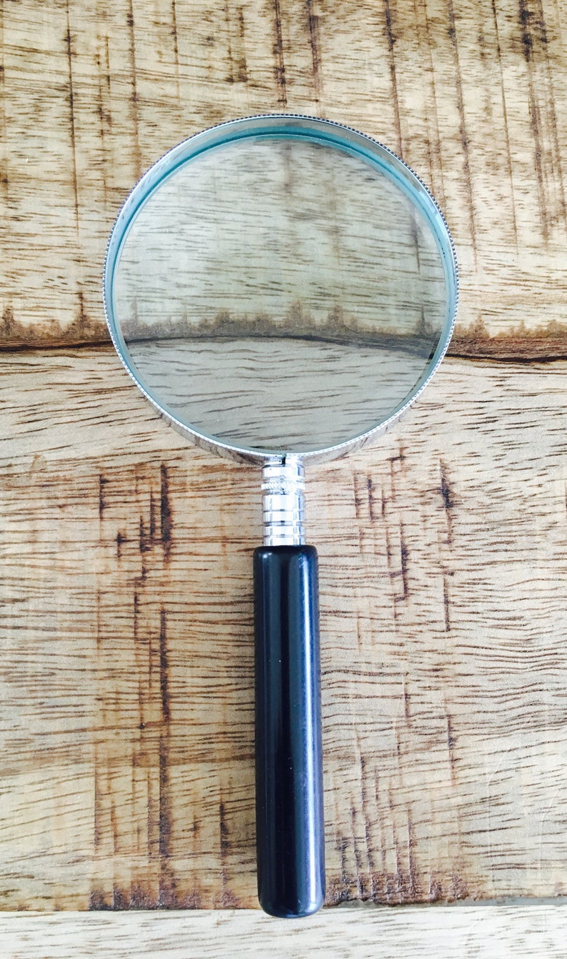 Vintage 2.5inch6.5cm Black and Silver Magnifying Glass image 1