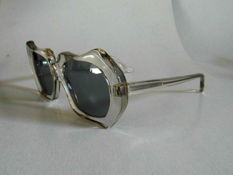 Vintage Clear Curvy Hexagonal Sunglasses image 2