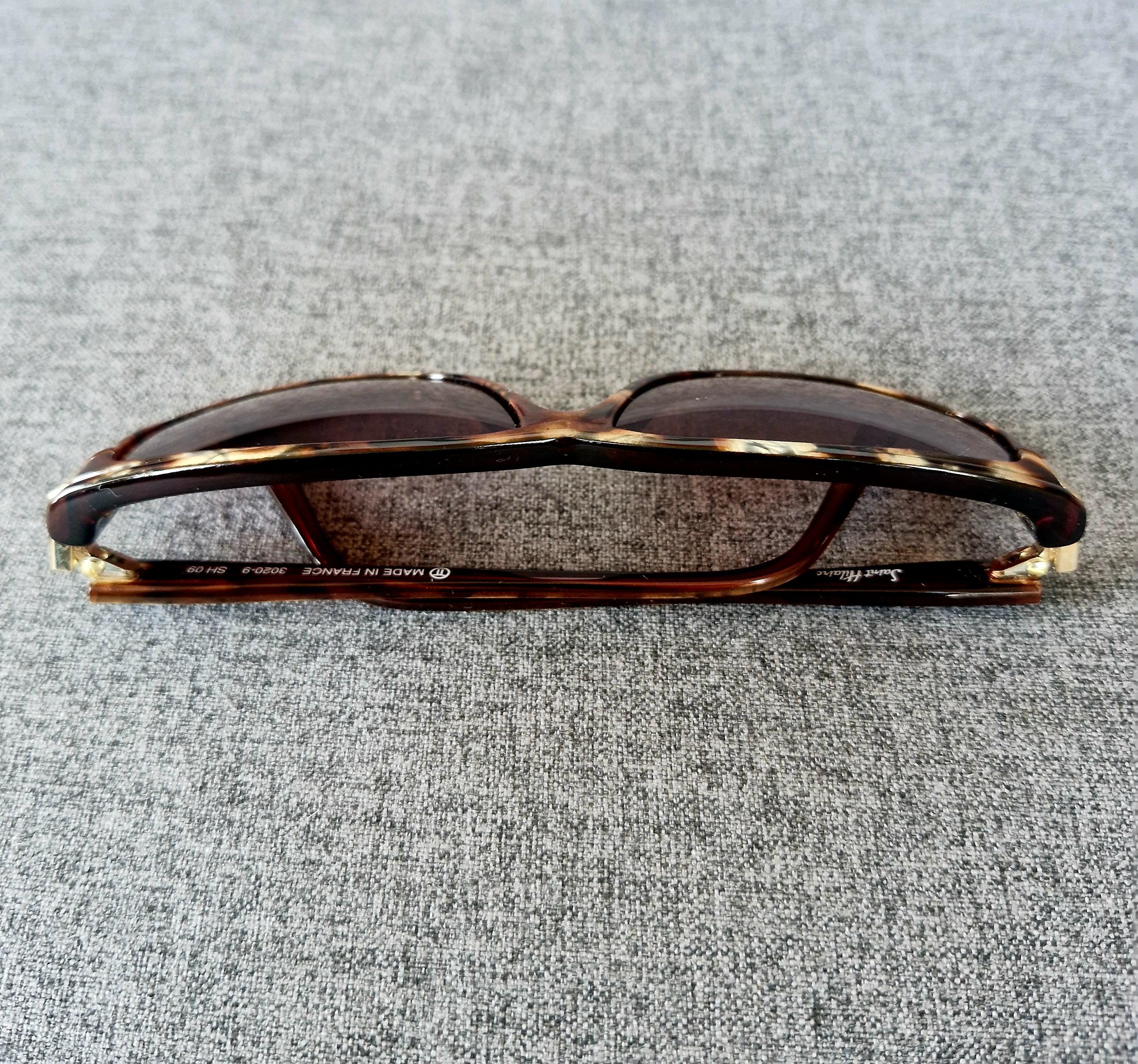 Saint Hilaire 3020-9 Vintage French Sunglasses Black Purple Black Retro-Vintage Acetate Cat-Eye Tinted Sunglasses with  main image 3