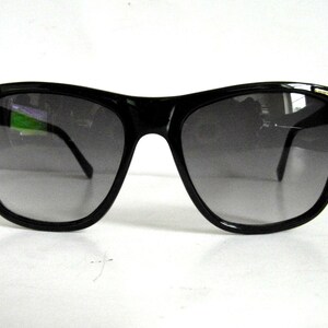 Vintage Shiny Black & Gold Square-Frame Sunglasses