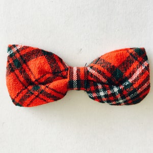 Vintage Red Tartan Pattern Tenax Bow Clip