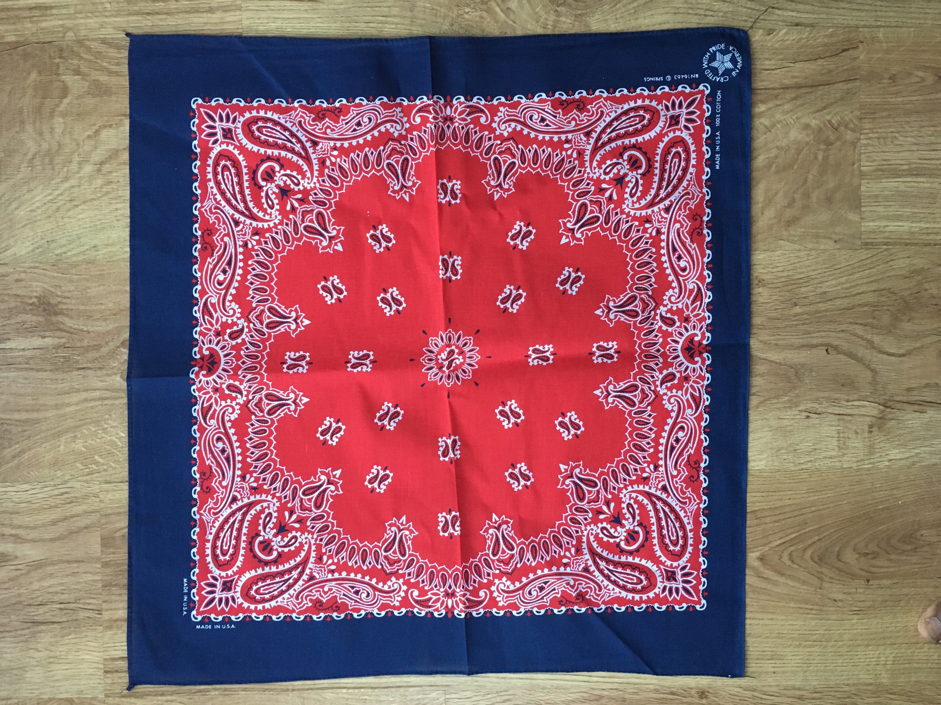Vintage Navy Blue, Cherry Red and White Bandana - Etsy