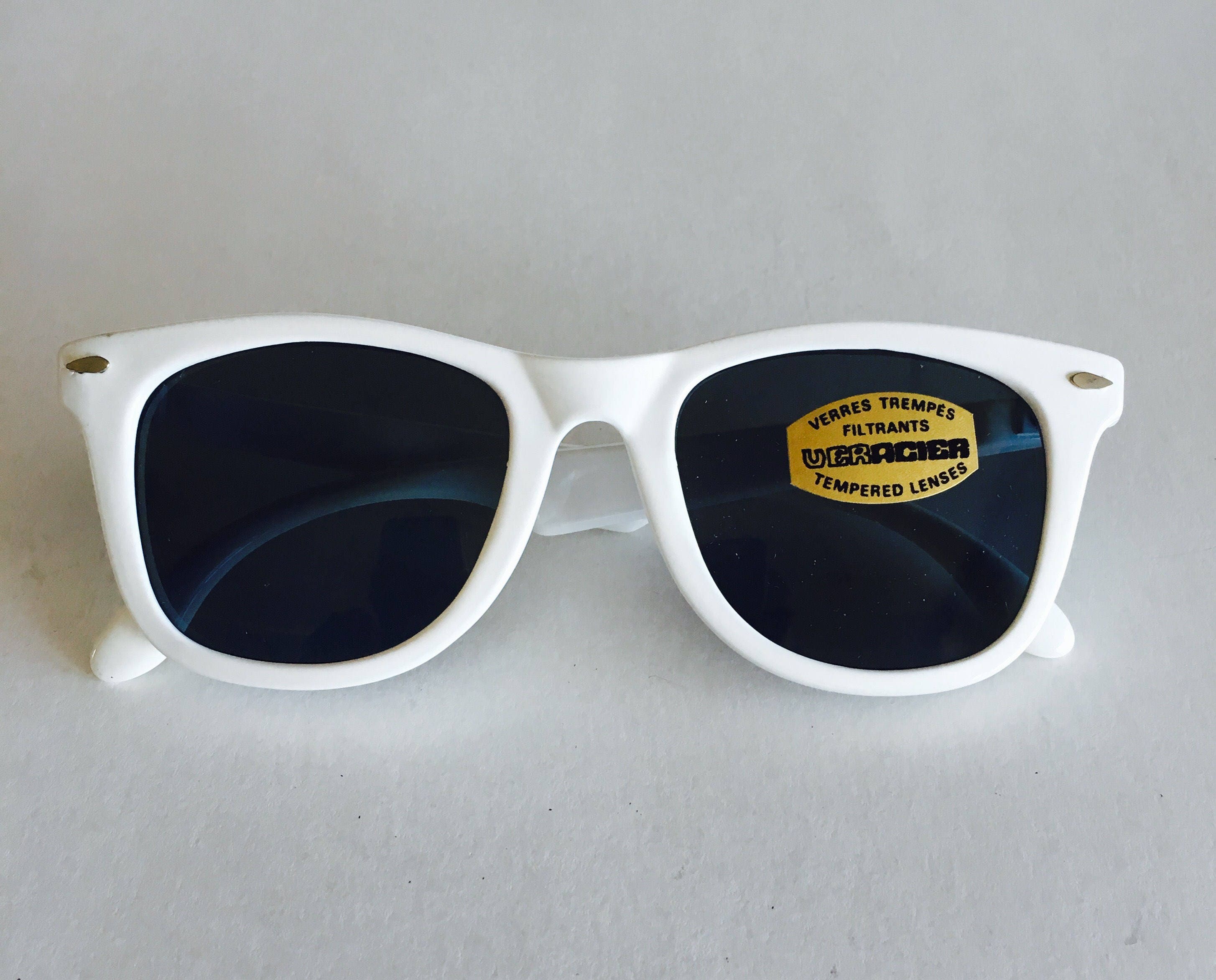 Vintage Shiny White Wayfarer Sunglasses - Etsy