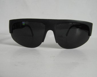Vintage Matte Schwarze Wrap around Rocker Sonnenbrille