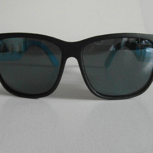 Vintage Matt Schwarz & Blau Sport Sonnenbrille mit quadratischem Rahmen