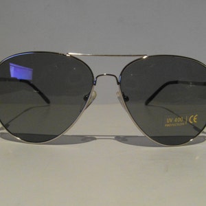 Vintage Shiny Silver Aviator Sunglasses
