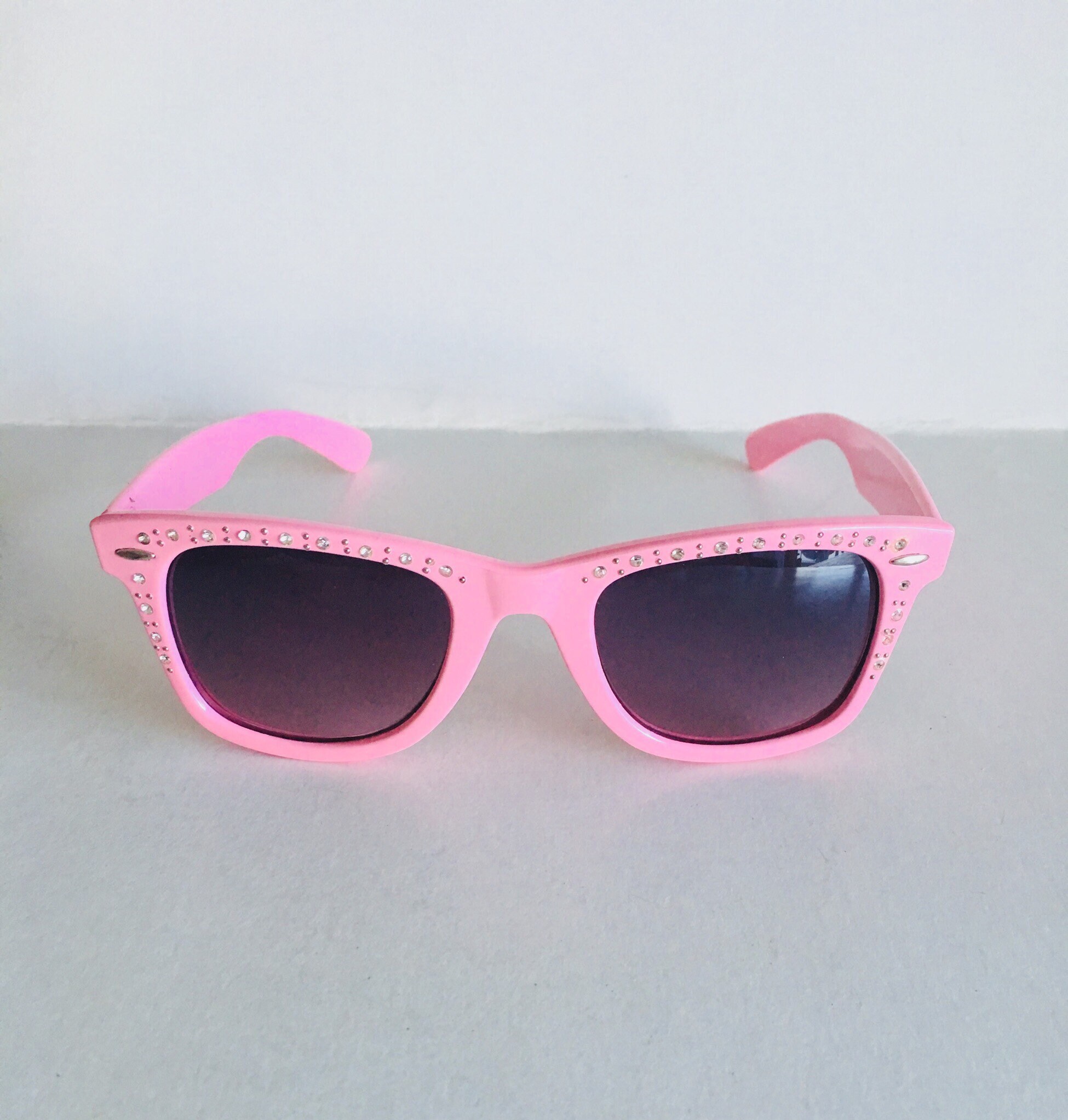 Vintage Shiny Pink Diamanté Studded Wayfarer Sunglasses - Etsy display picture 1
