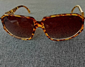 Vintage mat en glanzende tortoise D-frame Jacques Fath-zonnebril