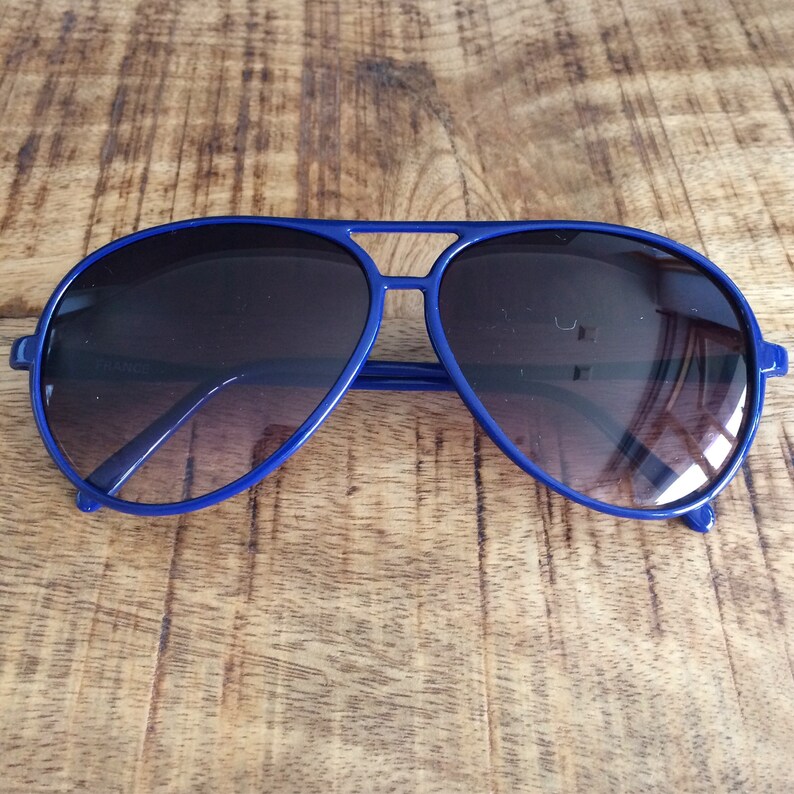 Vintage Shiny Indigo Blue Aviator Sunglasses Etsy