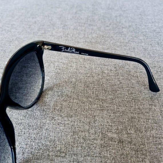 Vintage Emilio Pucci Black & Gold Studded D-frame Sunglasses  display picture 3