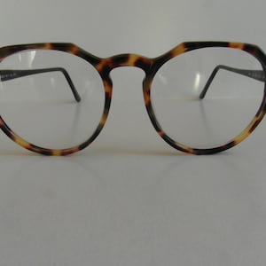 Vintage Brown Tortoiseshell & Black Round Keyhole Squire-Bloc Optical Frame