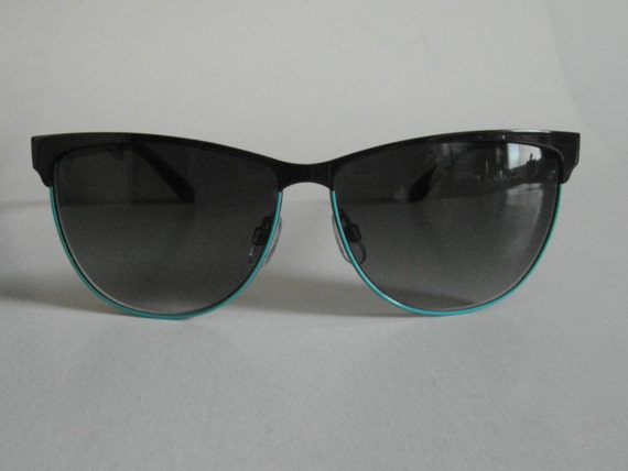 Vintage Dark Raspberry & Turquoise D-Frame Sungla… - image 1