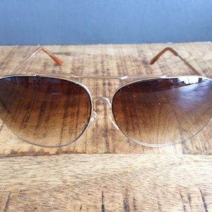 Vintage Gold and Brown Aviator Sunglasses
