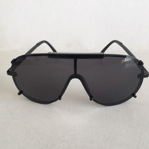 Vintage Black Shield Aviator Sunglasses