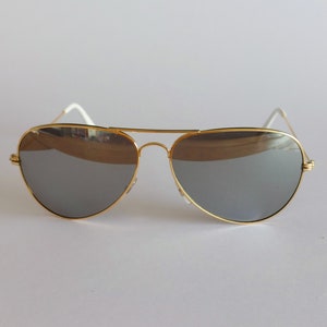 Vintage Yellow Gold Silver Mirror Aviator Sunglasses