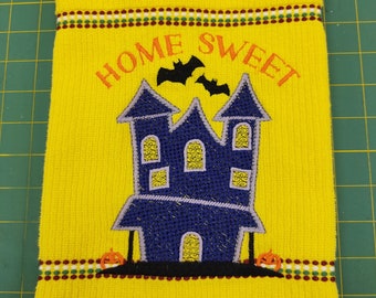 Home Sweet Vintage Retro Halloween House Kitchen Towel Halloween Yellow Towel Great Gift Idea! Ships from the USA!