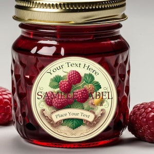 Editable Sizeable Jam Labels for Raspberry Homemade Jams and Preserves Digital Download - Professional * Polished Jam Labels - Unique Design