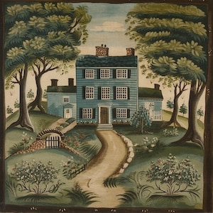 Country Folk Art, Farmhouse Collection, Farmhouse Decor, Folk Art Print, Primitive Art, ca. 1700&#39;s Style Artwork | Instant Digital Download