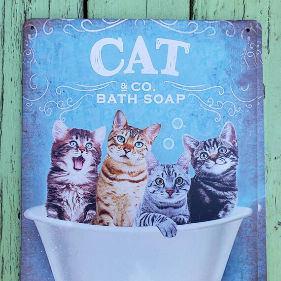 Cats & Co. Tabby Cats Bath Soap Wash Your Paws Metal Tin Etsy