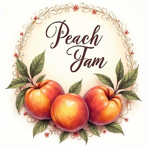 Retro Canning Labels – Peaches Jam Label Templates – Instant Download Printable  Rustic Ready to Print