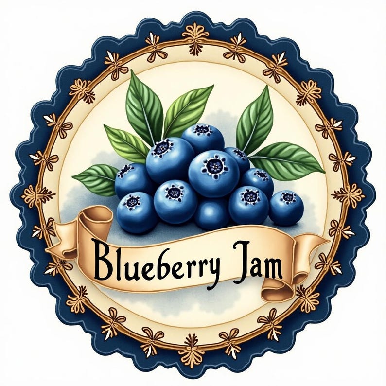 Vintage Blueberry Jam Label Template – Printable Canning Labels ...