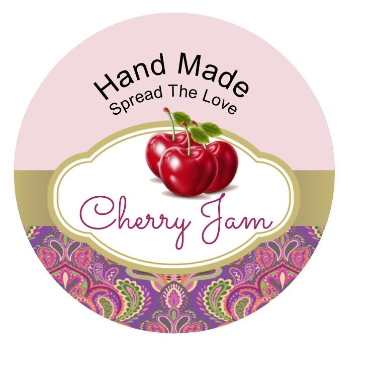 【3点セット】cherry jam label Vintage Cherry Jam Label Templates – Printable Canning Labels (PDF
