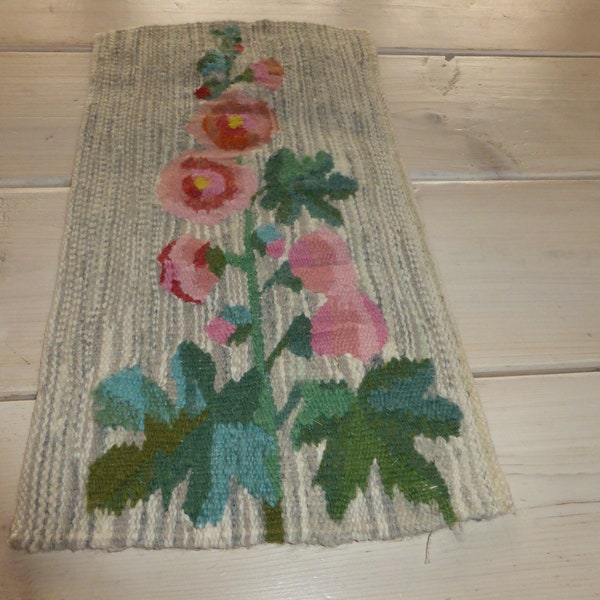 Vintage Swedish hand woven wall hanging / flemish  / appr 8 x 16" /RARE / beautiful / cute