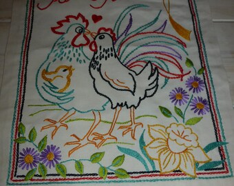 Swedish rare and beautiful hand embroidered wall hanging  /rare to find / puss i påsk / a kiss in the easter / appr 12 x16"