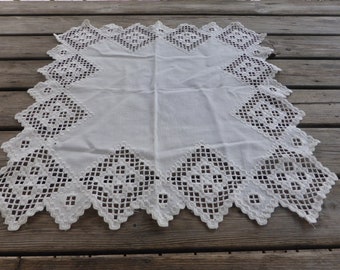 Swedish rare and beautiful hand embroidered doilie/ hardanger embroiderie / 20 x20"