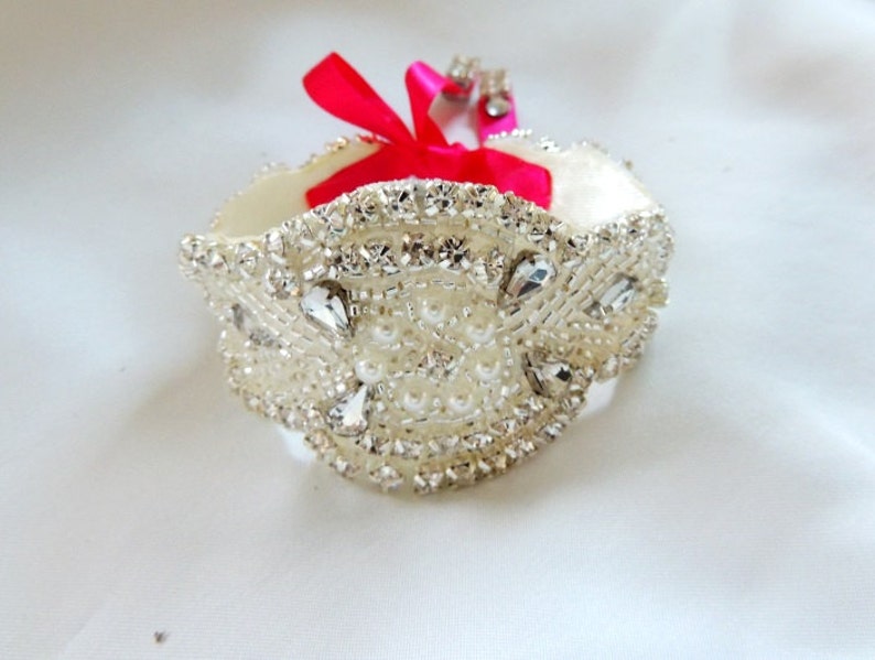 Flower Girl Beaded Crystal Bracelet Cuff Etsy