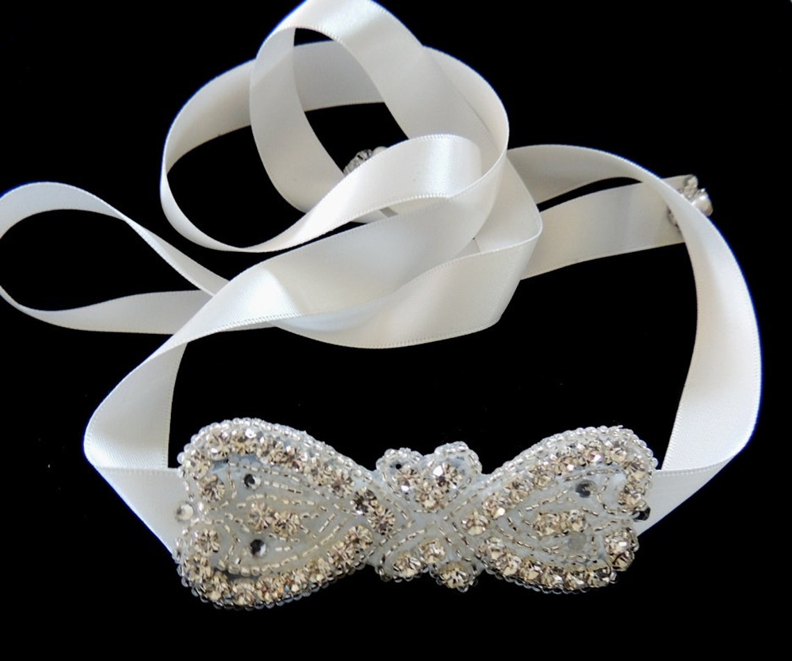 Flower Girl Sash Beaded Headband Belt Communion Dress Party Etsy