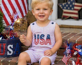 Baby Boy Fourth of July Outfit - USA Fourth of July Romper - 4th of July Outfit Boy by Zuli Kids  294927