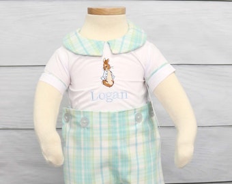 Baby Boy Romper for Baby Boy Easter Outfit, Bunny Rabbit Outfit for Boy, Peter Pan Collar, Boys Easter Outfit, Boy Easter Outfit 293857