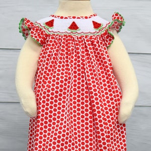 Watermelon Dress, Girls Summer Dress, Toddler Sundress, Smocked Summer Dress, Smocked Dress, Bishop Sleeve Dress,412140 -CC172
