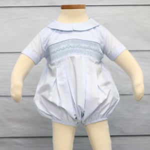 Baby Boy Bubble Romper, Smocked Baby Clothes, Boys Baptism Outfit, Baby Boy Coming Home, Baby boy Easter Outfit, Baby Boy Bubble, CC169