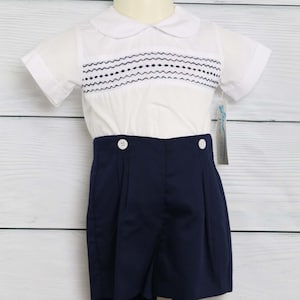 Baby Boy Smocked Outfit, Baby Boy Wedding Outfit, Smocked Romper, Boy Smocked Outfit, Smocked Baby Clothes, Smocked Baby Boy, 412571-CC160