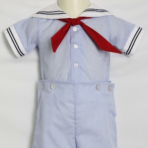 Toddler Sailor Outfit, Sailor Shirt, Baby Sailor Romper, Sailor Outfit, Boys Sailor Suit, Baby Boy First Birthday Outfit, Zuli Kids  293170