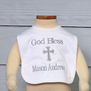 Baby Bibs, White Bib, Christening Bibs for Boys, Christening Bib for Boys, Baptism Bib, Christening Bib, Baby Boy Clothes, 295048