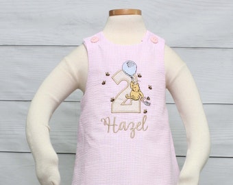 Traje de primer cumpleaños para niña en seersucker rosa de Zuli Kids (294849)
