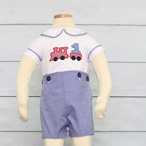 Baby Boy First Birthday Outfit Baby Boy Clothes, Baby Train Birthday, Train Bubble Outfit, 1st Birthday Boy Outfit, Train Romper, 293647 image 1